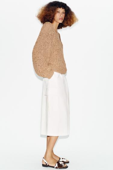 SANDÁLIA RASA DE PELE COM PELO - Multicolor da Zara - Imagem 0