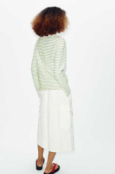 T-SHIRT RAYURES MANCHES LONGUES - Raie verte de Zara - Image 3