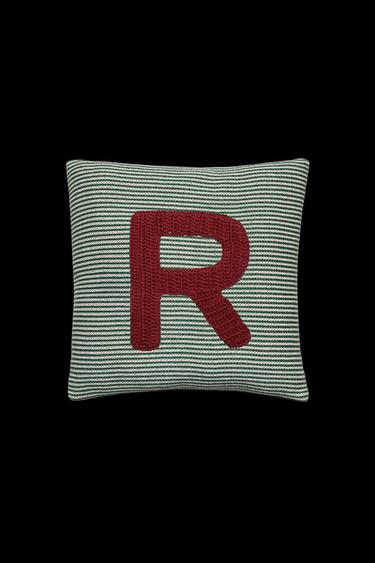 Zara CHILDREN'S EMBROIDERED LETTER R THROW PILLOW - Green
