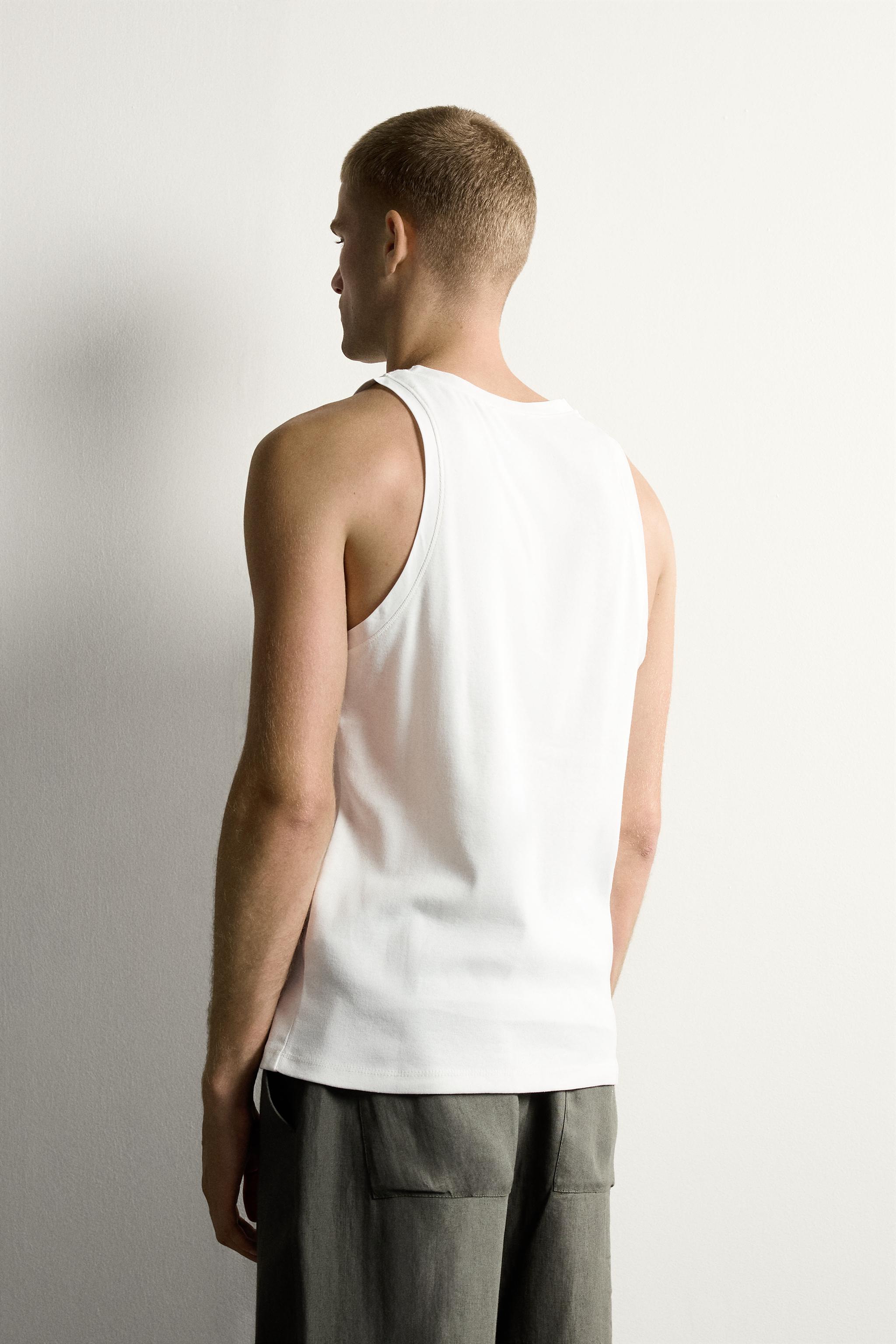 Мужские топы Zara RIB TANK TOP WITH MATCHING TRIM — фото 3