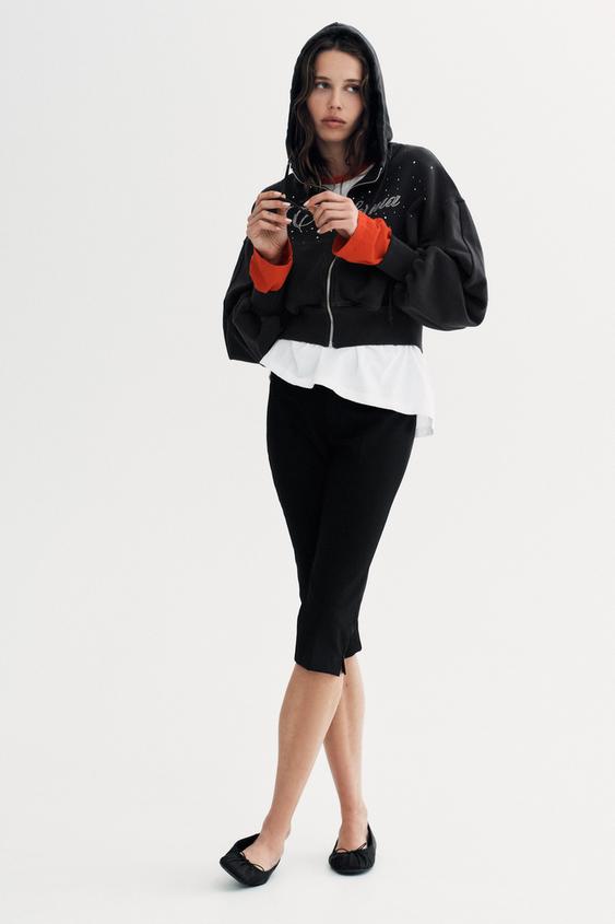 TEXT SWEATSHIRT WITH SHINY DETAILS