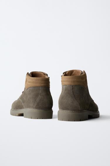 LEATHER ANKLE BOOTS - Grey by Zara - Image 4