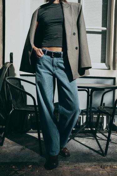 JEAN BAGGY TAILLE NORMALE - Indigo de Zara