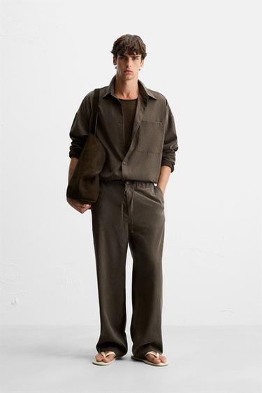 بنطلون منسدل RELAXED FIT - شوكولاتة الخاص بـ Zara - صورة 0