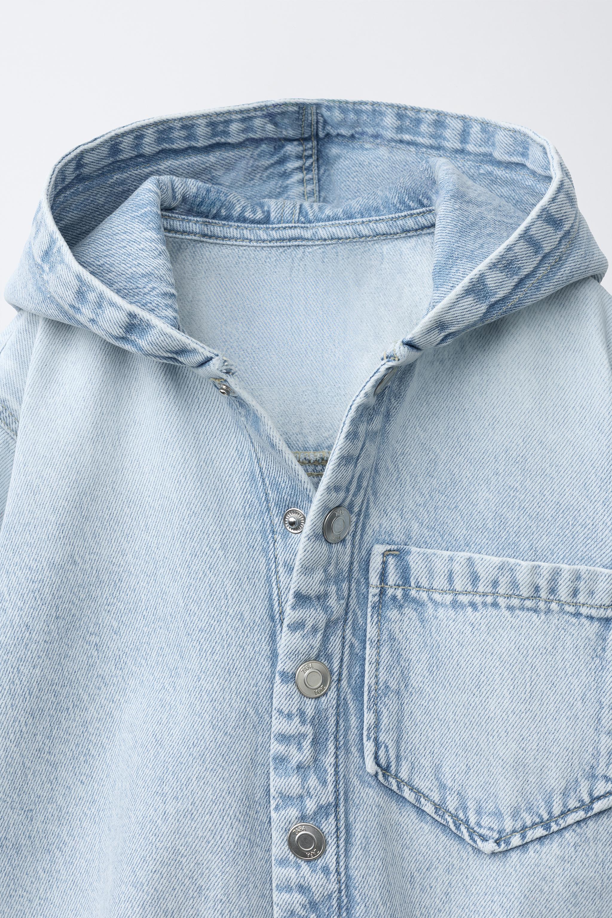 HOODED DENIM OVERSHIRT