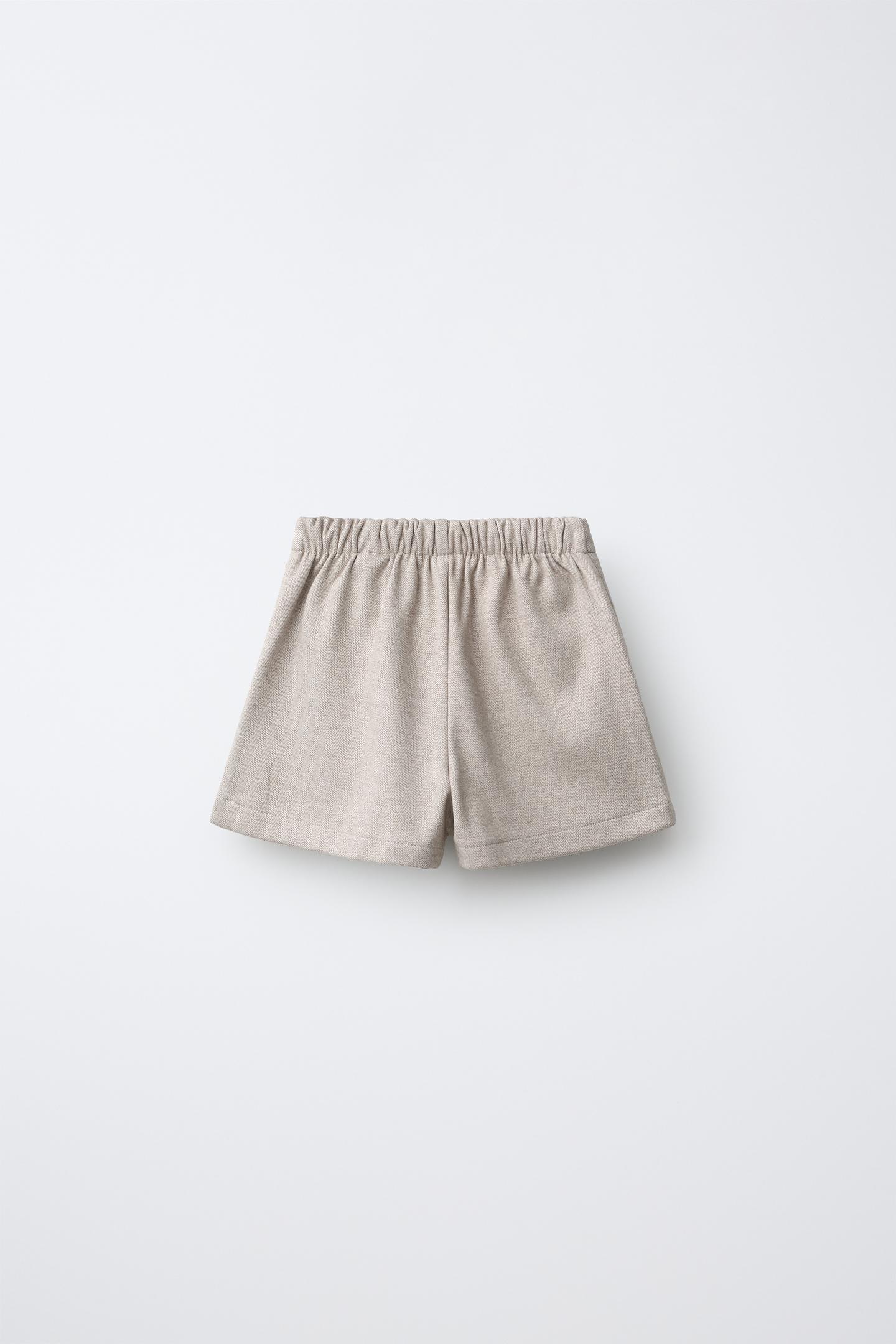 Детская юбка Zara Structured Pleated Bow Bermuda, цвет: Коричневый / Серо-коричневый — фото 3