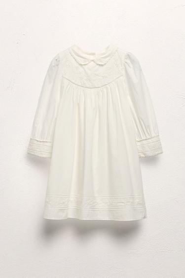 6-10 ANS/ ROBE EN POPELINE FLEURS BRODÉES LIMITED EDITION - Écru de Zara