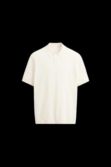 TEXTURED PIQUÉ KNIT POLO SHIRT - Ecru by Zara - Image 0