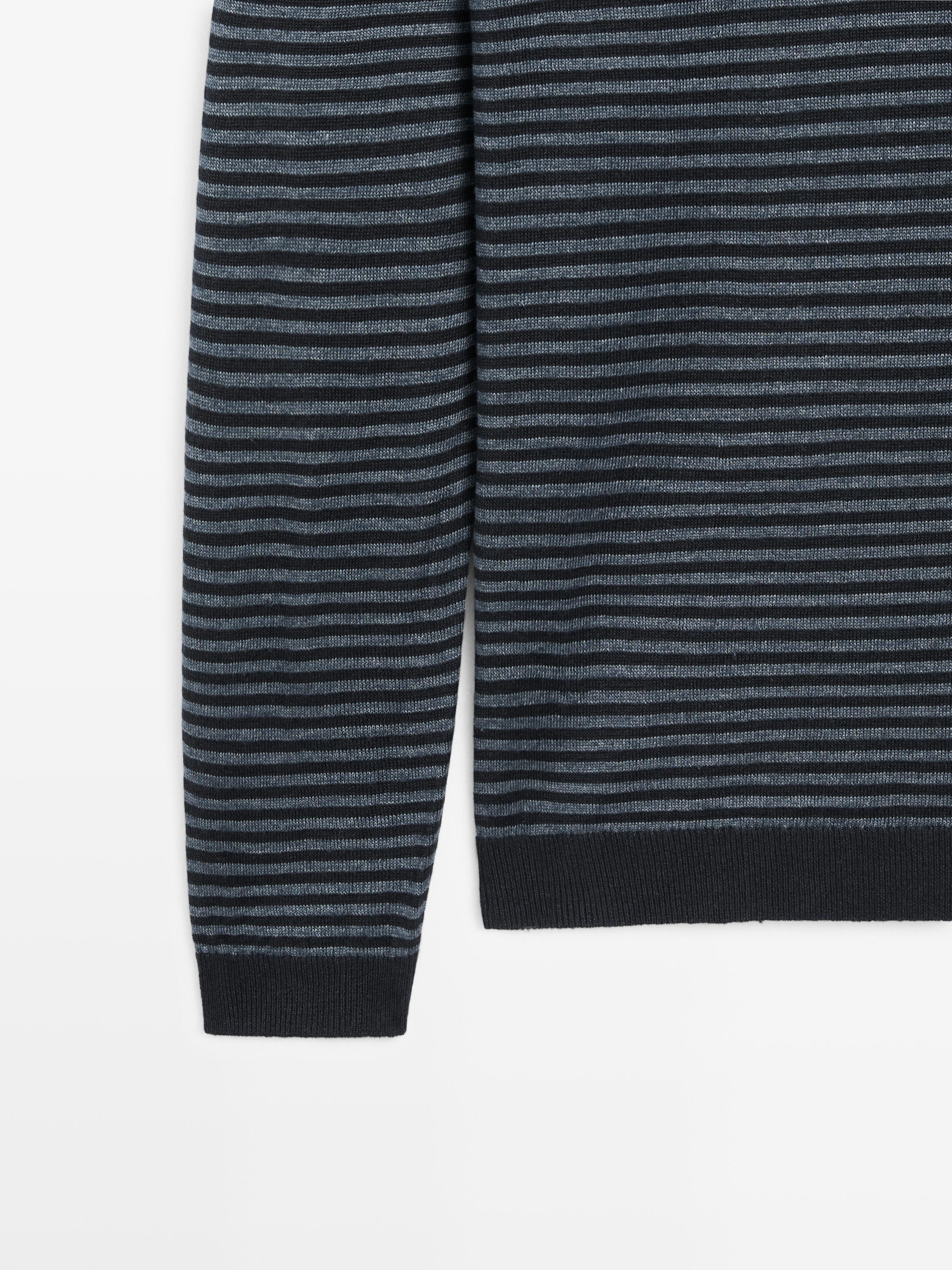 Linen sweater with striped detail