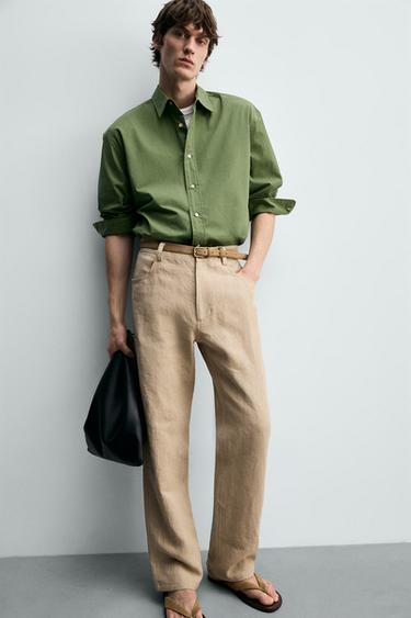 RELAXED FIT POPLIN SHIRT - Apple green by Zara - Image 4