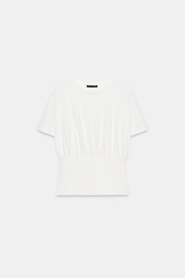 CAMISETA ALGODÓN CORSET - Blanco de Zara - Imagen 0