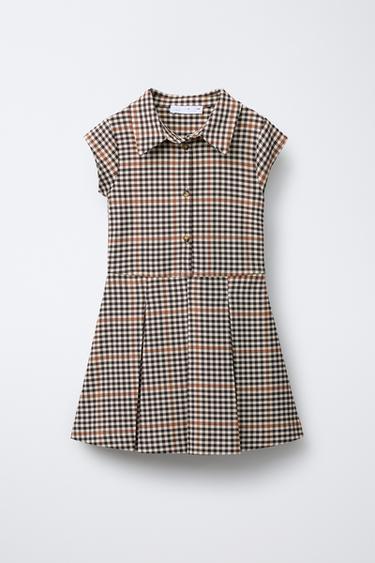 VESTIDO ESTAMPADO CUADROS - Khaki de Zara