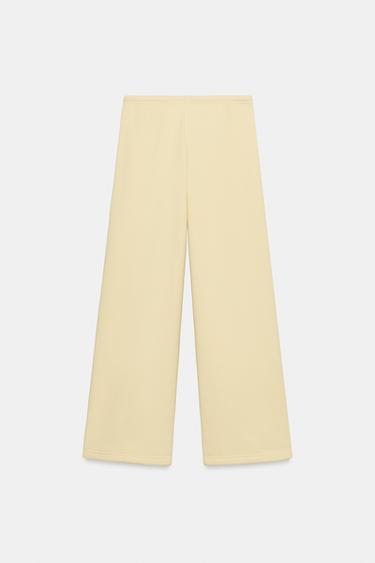 BASIC STRAIGHT-LEG PLUSH TROUSERS WITH ADJUSTABLE HEM - Yellow by Zara - Image 8