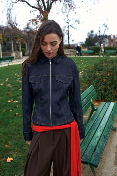 Zara Z1975 FITTED DENIM JACKET - Indigo