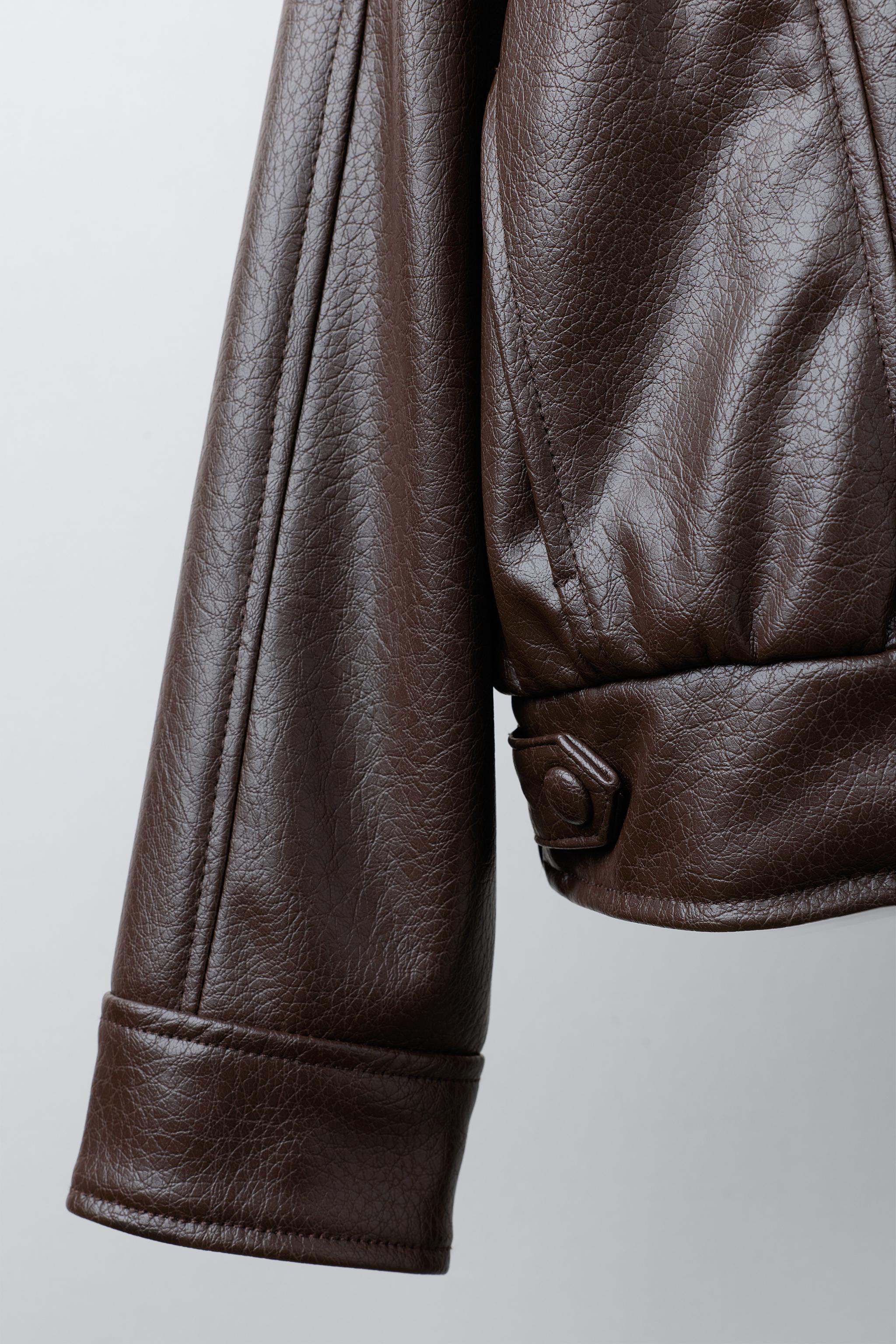 BLOUSON CROISÉ EN MATIÈRE SYNTHÉTIQUE