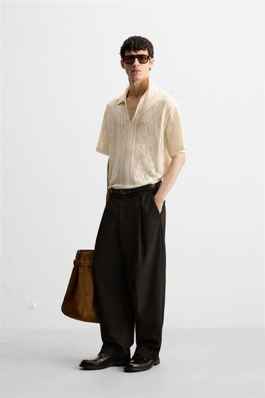 JACQUARD TEXTURED POLO SHIRT - Ecru by Zara - Image 3