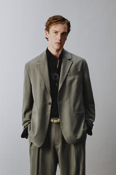 XHAKETË KOSTUMI RELAXED FIT - natyrale/kaki nga Zara