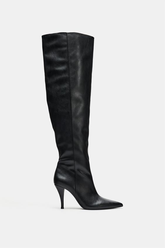 BOTA TACÓN FRUNCIDOS - Negro de Zara - Imagen 0
