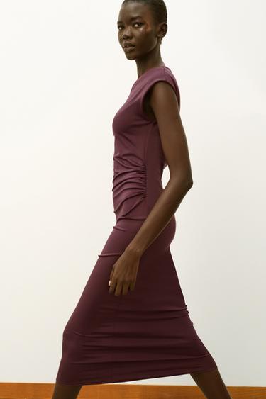 ROBE MI-LONGUE ASYMÉTRIQUE - Bordeaux de Zara - Image 4