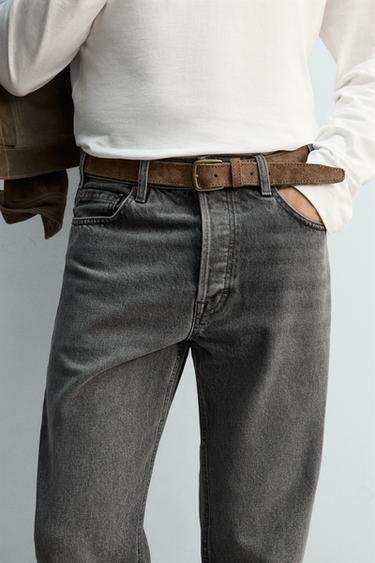 حزام جلد شمواه إصدار محدود - جملي داكن by Zara - Image 0