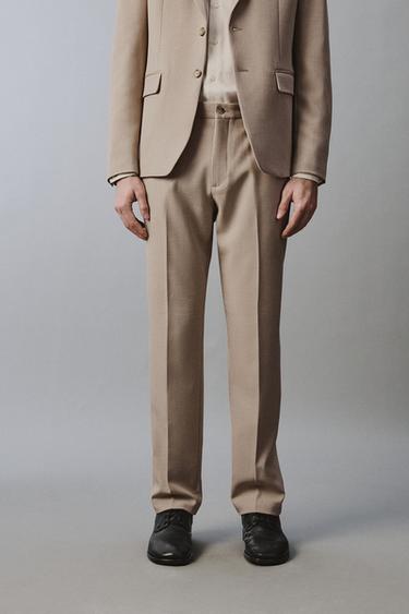 SLIM FIT SUIT TROUSERS - Sand / Marl by Zara