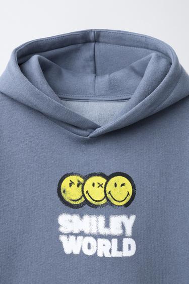 Sweat à Capuche Fille SmileyWorld 11-12 Ans Noir Imprimé Fun