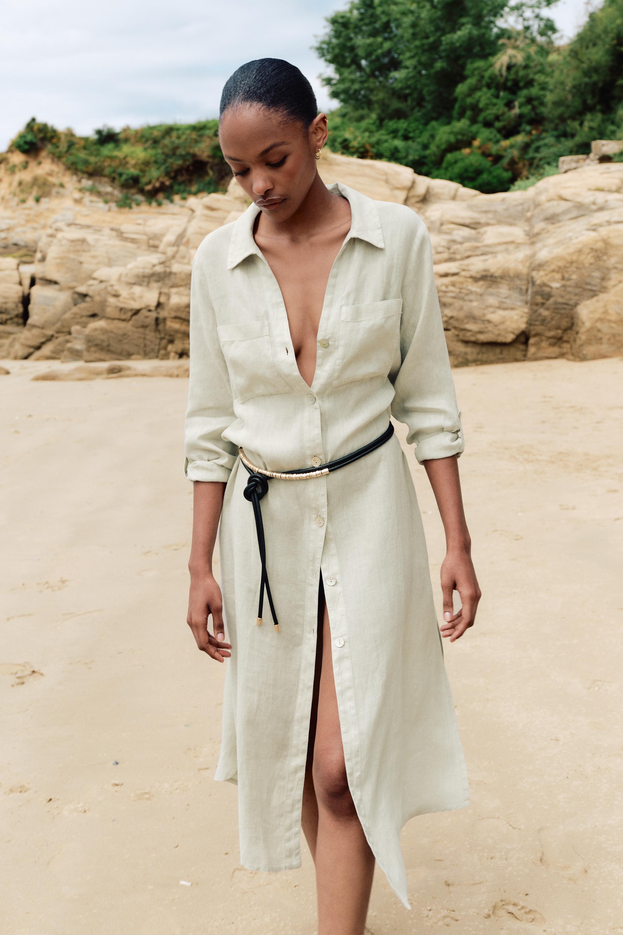 Linen white dress zara hotsell