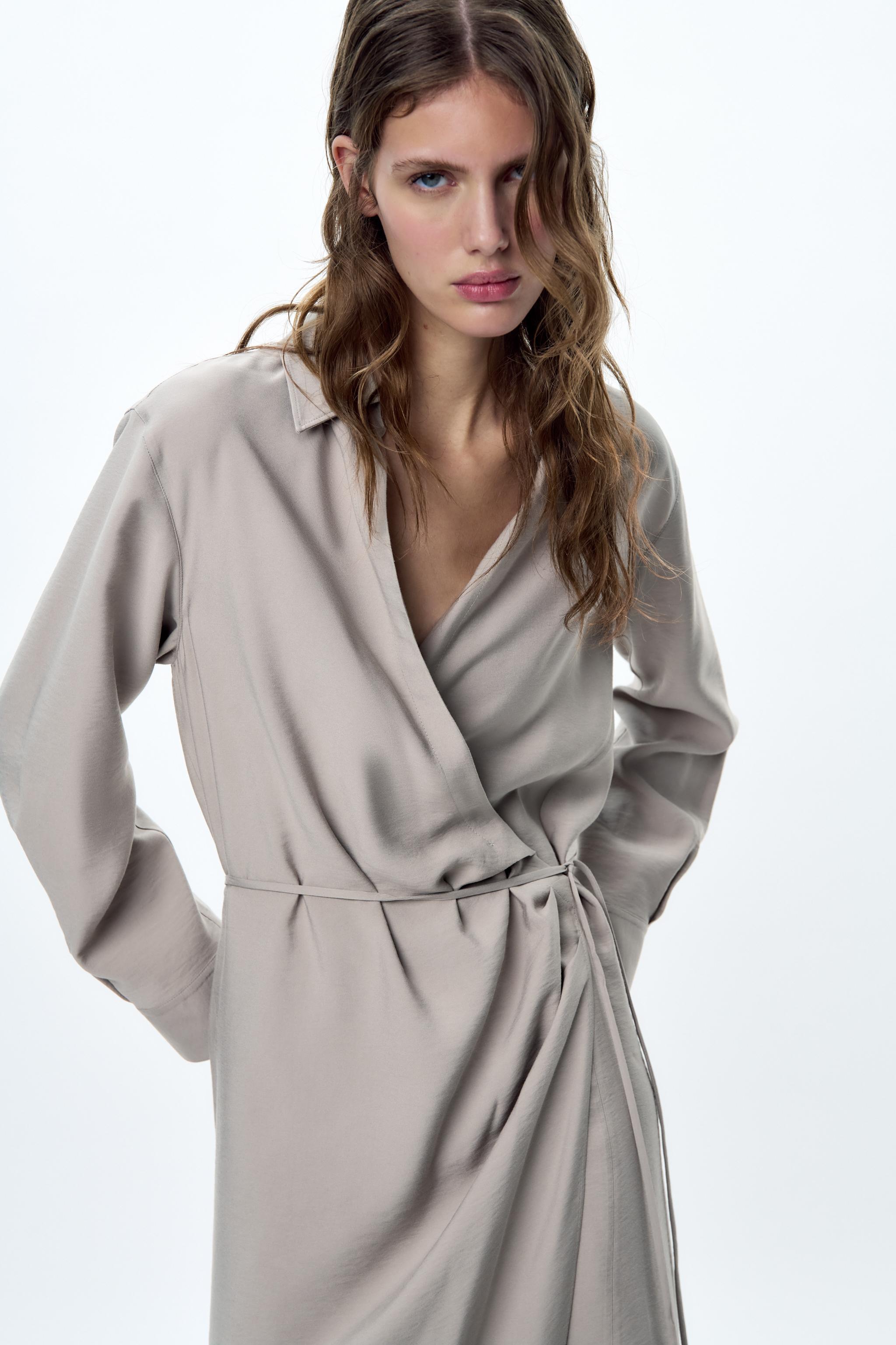 Silver wrap dress on sale zara