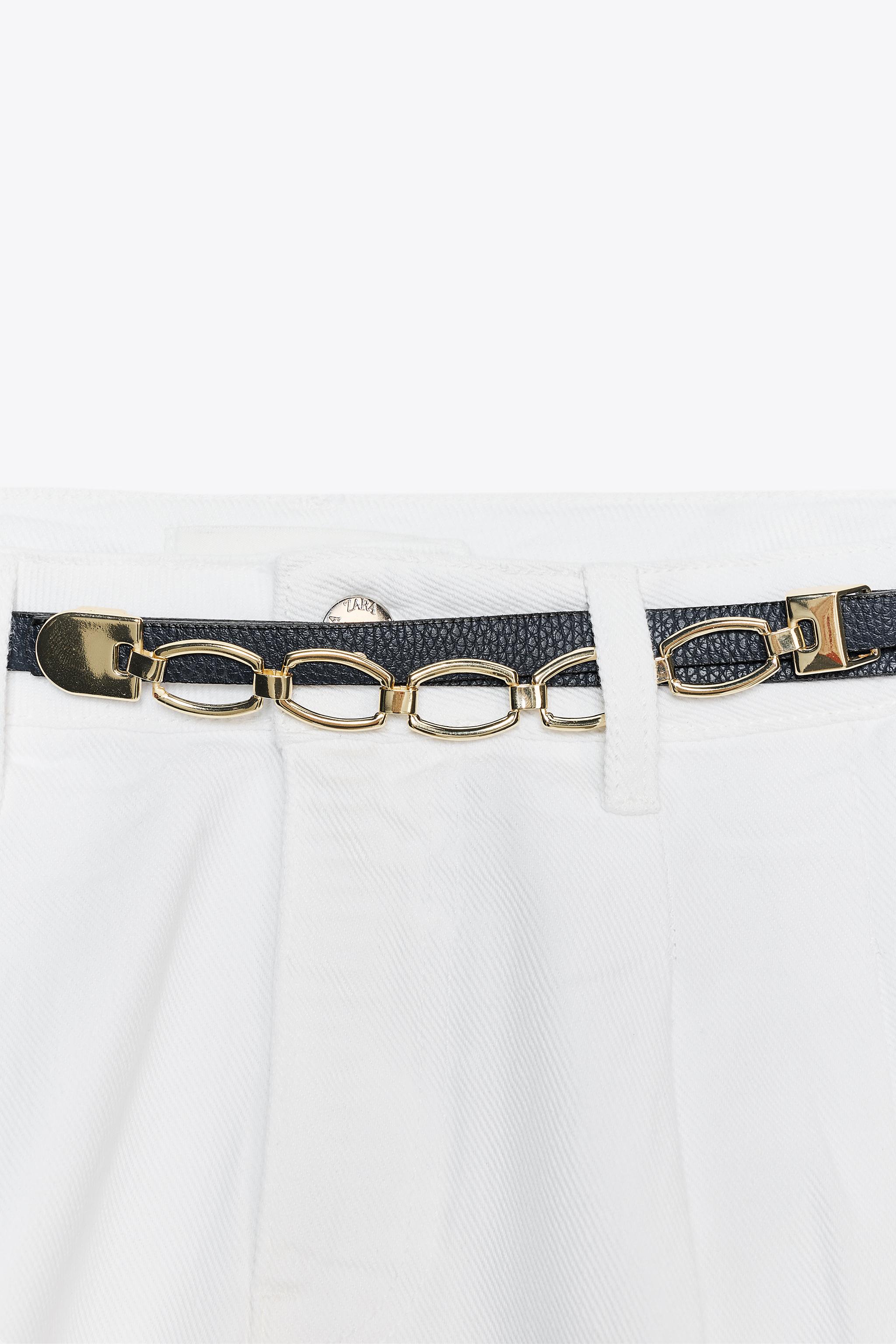 ZARA【NEW】Z1975 DENIM SHORTS WITH DARTS AND BELT Z1975 DENIM SHORTS WITH DARTS AND BELT - Blue | ZARA Cambodia