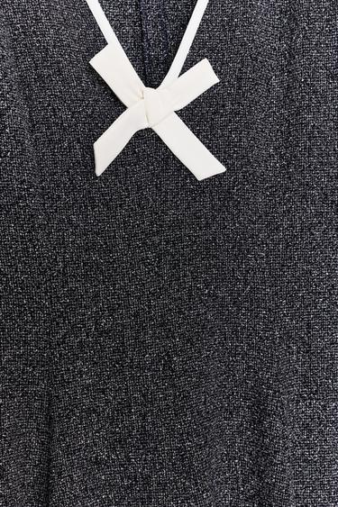 ROBE COURTE À NŒUD - Bleu marine / Blanc de Zara - Image 8