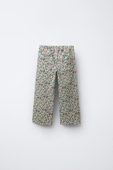 FLORAL TWILL MARINE TROUSERS - Green by Zara - Image 1