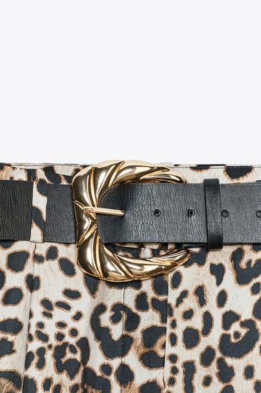 PANTALON LARGE SATINÉ CEINTURE - Leopard de Zara - Image 8