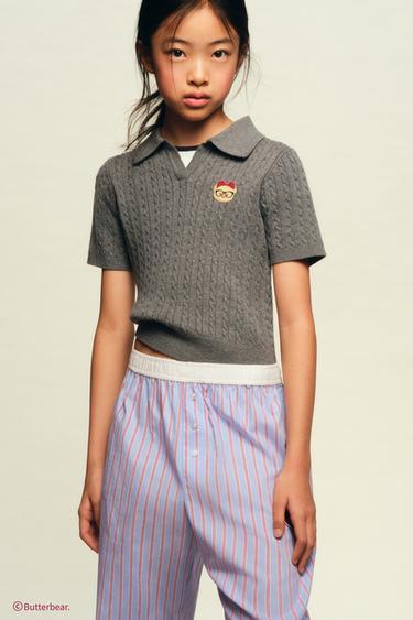 KEMEJA POLO SETIK KABEL BUTTERBEAR© - Abu-abu dari Zara