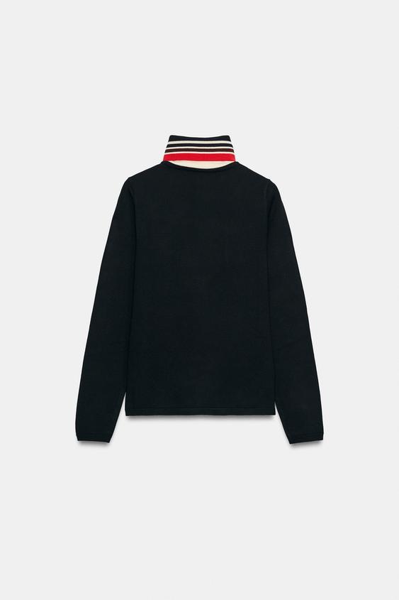 PULL À COL MONTANT À RAYURES - Multicolore de Zara - Image 7