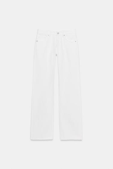 Zara TRF LOW RISE WIDE LEG JEANS - White
