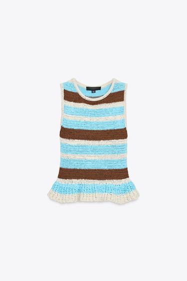 STRIPED KNIT TOP WITH RUFFLE - Multicoloured by Zara - Image 4