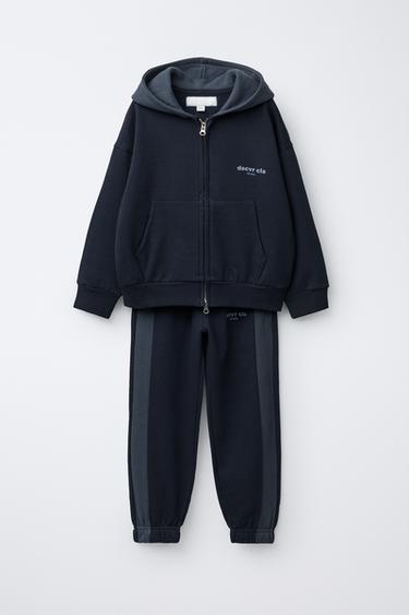 ZIP-UP SWEATSHIRT AND JOGGERS WITH STRIPES SET - Blue by Zara