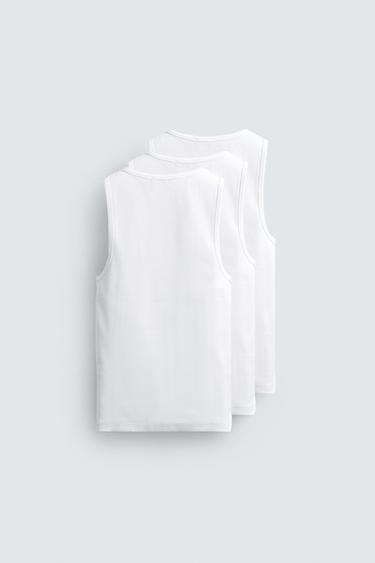 LOT DE 3 DÉBARDEURS SLIM BASIQUES - Blanc de Zara - Image 1