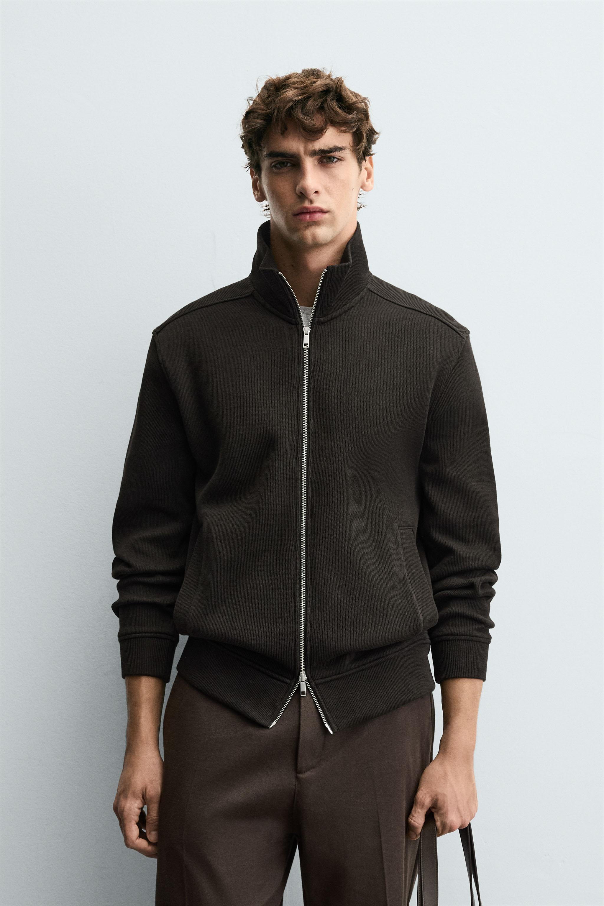 ZARA ジャケット ブラウンコットンジャケット ジッパー付き