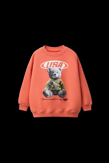 Zara BEAR SWEATSHIRT - Orange - Image 0