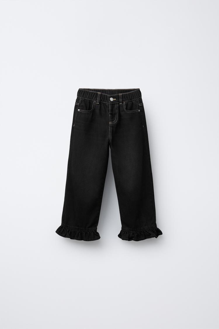 RUFFLED HEM CULOTTE JEANS