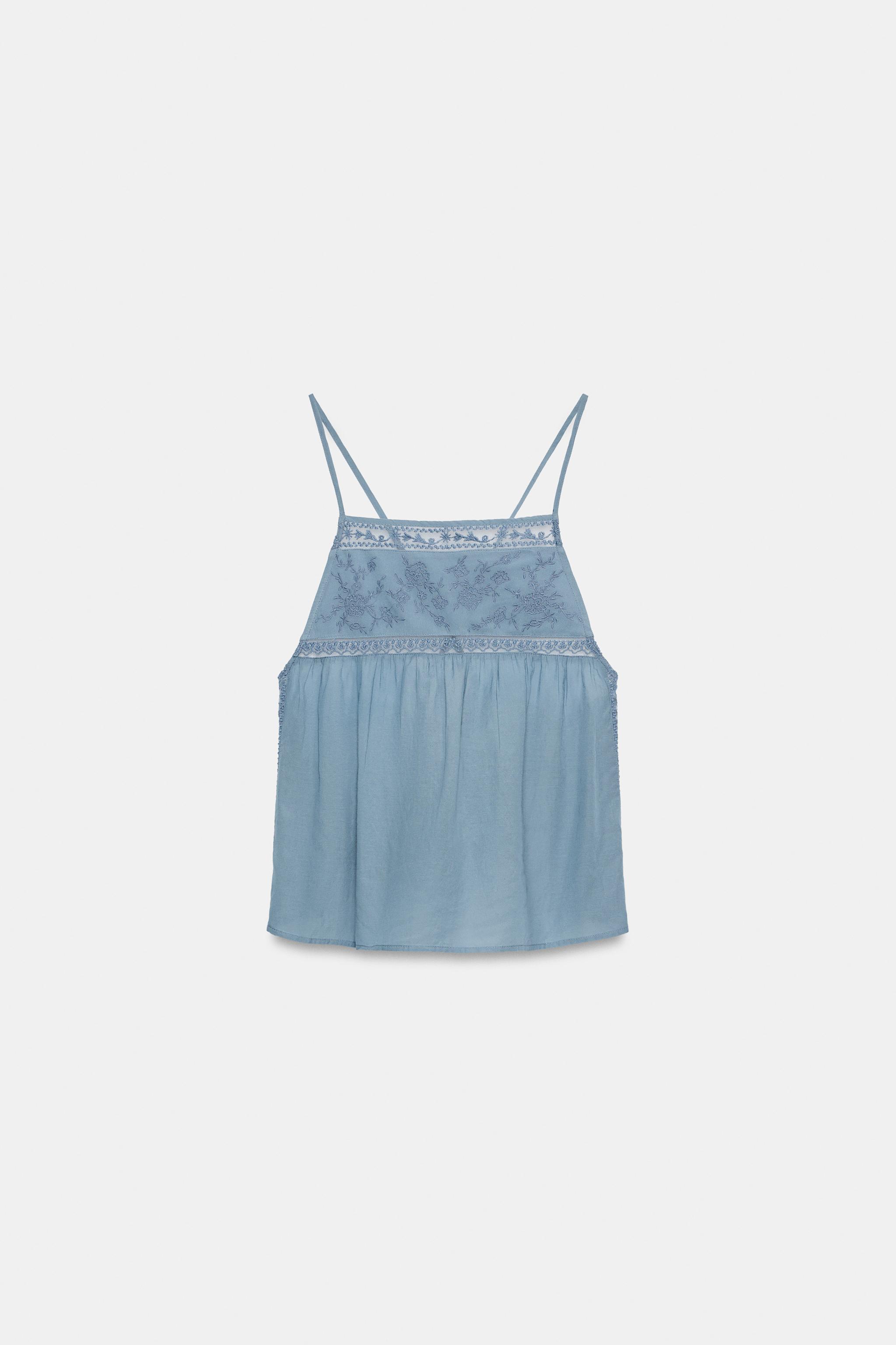EMBROIDERED STRAPPY TOP