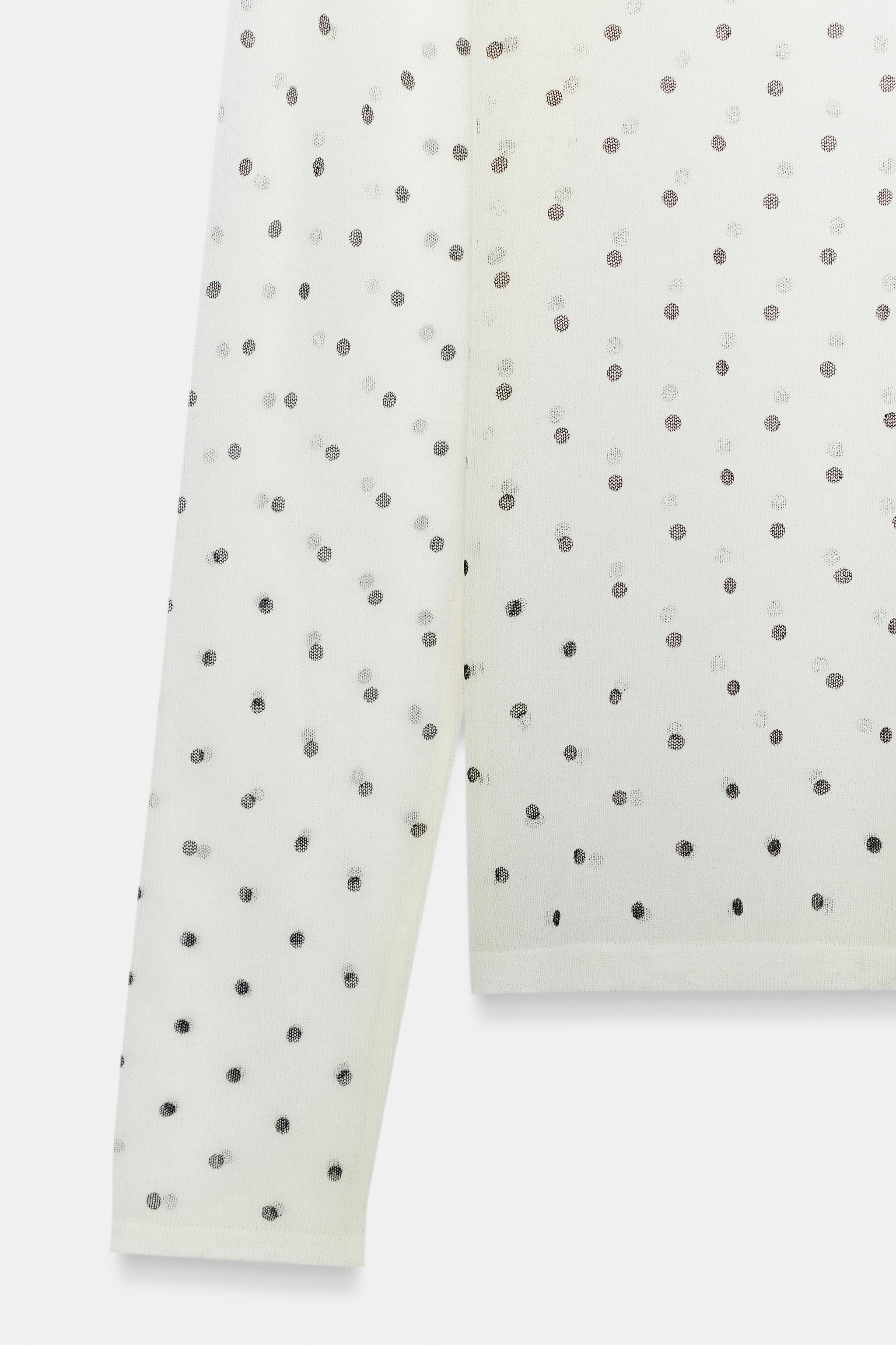 ドット柄セミシースルーニットトップス - エクリュ | ZARA Japan / 日本