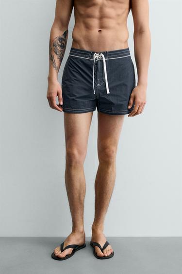 MAILLOT DE BAIN MI-LONG À LACET - Bleu de Zara - Image 2