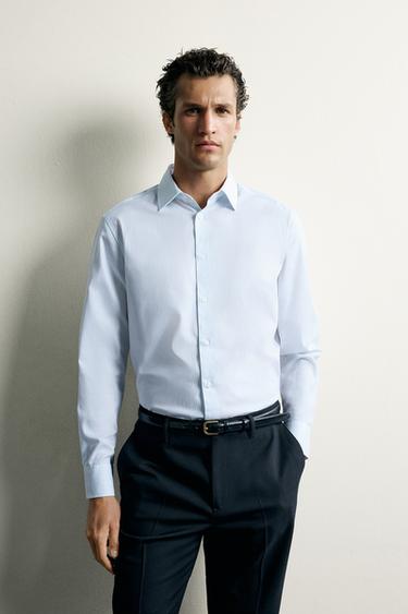 STRUCTURED REGULAR FIT SHIRT — Green stripe 2
