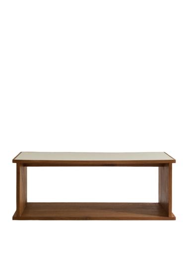 OAK AND LEATHER STORAGE UNIT - Light beige by Zara