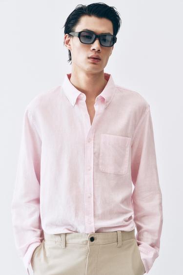 REGULAR FIT LINEN-COTTON SHIRT - Pink by Zara