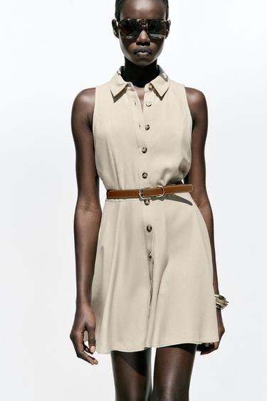 ROBE COURTE CEINTURE - Beige de Zara - Image 1