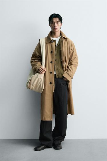 Zara 二合一拼接風衣 - 焦糖色