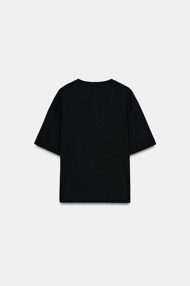 T-SHIRT HEAVY COTTON À DÉCOR - Noir de Zara - Image 6